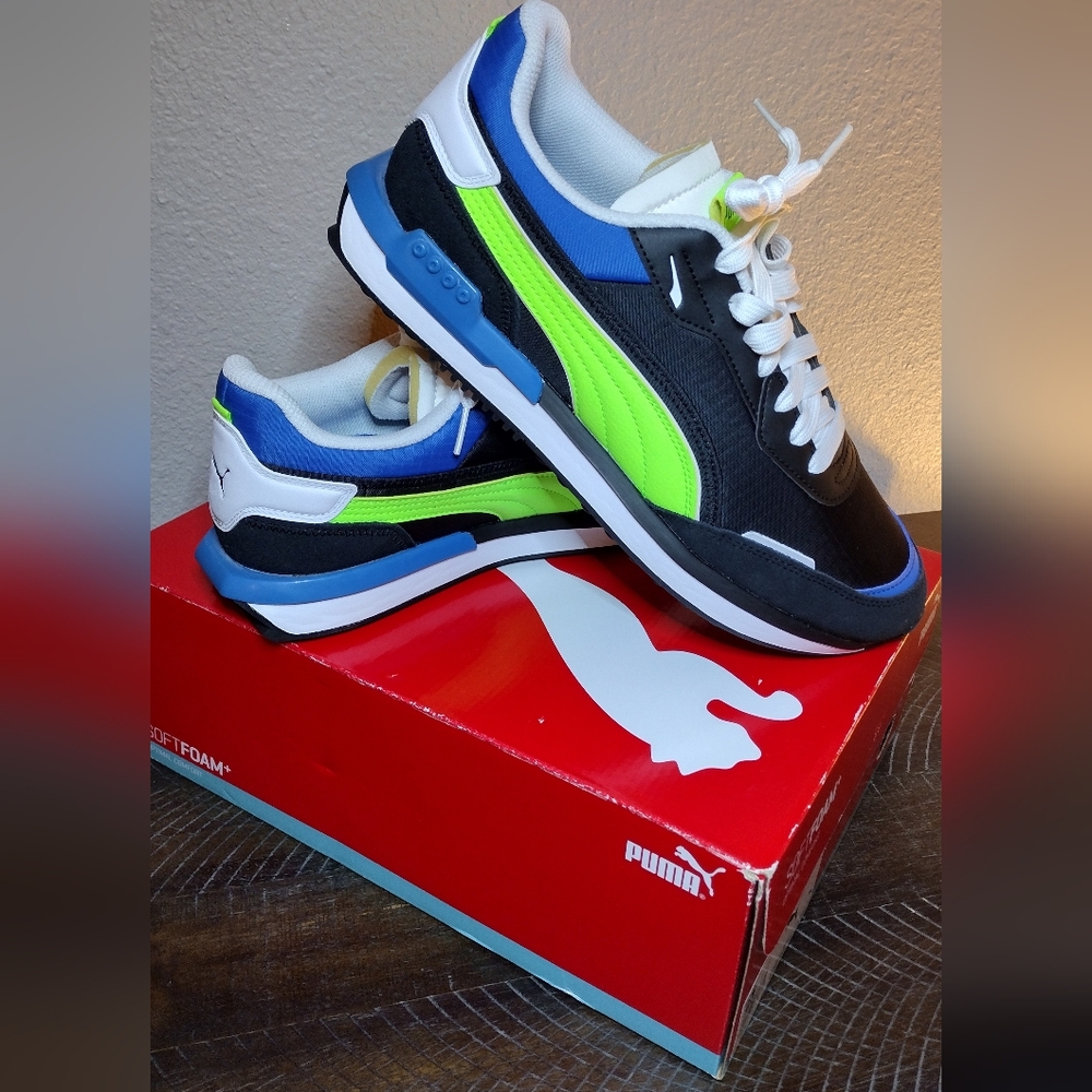 Puma Men's Sneakers - Blue, White, Gray Puma City Riders Electric